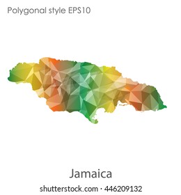 Jamaica map in geometric polygonal style.Abstract gems triangle,modern design background.Vector Illustration EPS10.