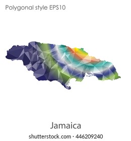 Jamaica map in geometric polygonal style.Abstract gems triangle,modern design background.Vector Illustration EPS10.