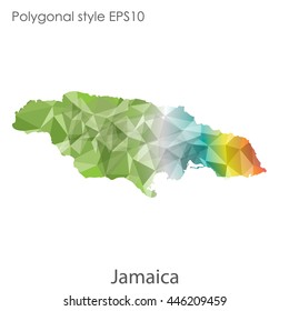 Jamaica map in geometric polygonal style.Abstract gems triangle,modern design background.Vector Illustration EPS10.