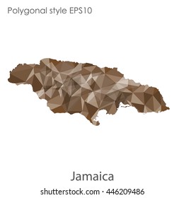 Jamaica map in geometric polygonal style.Abstract gems triangle,modern design background.Vector Illustration EPS10.