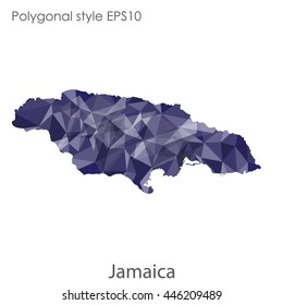 Jamaica map in geometric polygonal style.Abstract gems triangle,modern design background.Vector Illustration EPS10.