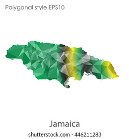 Jamaica map in geometric polygonal style.Abstract gems triangle,modern design background.Vector Illustration EPS10.