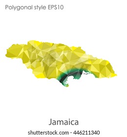 Jamaica map in geometric polygonal style.Abstract gems triangle,modern design background.Vector Illustration EPS10.