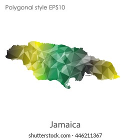 Jamaica map in geometric polygonal style.Abstract gems triangle,modern design background.Vector Illustration EPS10.