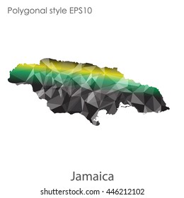 Jamaica map in geometric polygonal style.Abstract gems triangle,modern design background.Vector Illustration EPS10.