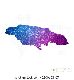 Jamaica map in geometric wireframe blue with purple polygonal style gradient graphic on white background. Vector Illustration Eps10.