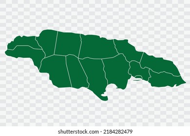 Jamaica Map green Color on White Background quality files Png