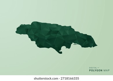 Jamaica Map - Green Polygon Style Vector Illustration, Low Poly Geometric Design with Clean Silhouette on soft green Background.