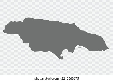 Jamaica Map grey Color on White no demarcation line Background  Png