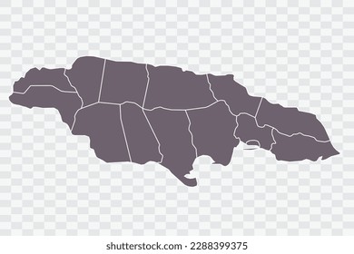 Jamaica Map Grey Color on White Background quality files Png