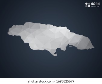 Jamaica map grey polygon red triangle mosaic with dark background. style gradient vector.