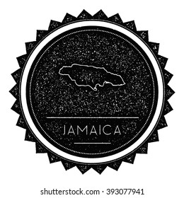 Jamaica Map Hipster Stamp with Retro Vintage Styled Design. Hipster Grungy Stamp of Jamaica Map Vector Illustration. Jamaica Round Sticker.