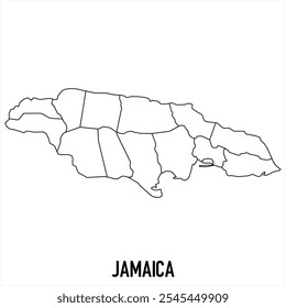 jamaica map icon isolated on white background. Outline map. Simple line icon. Vector illustration