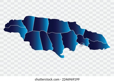 Jamaica Map indigo Color on White Background quality files png