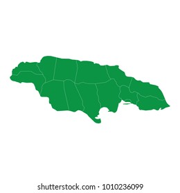 Jamaica map isolated on transparent background. high detailed Green map of Jamaica. Vector illustration eps 10. 