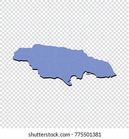 Jamaica map isolated on transparent background.High Detailed Blue Map of Jamaica isolated. Vector illustration