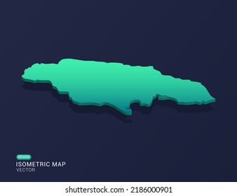 Jamaica map of isometric green gradient vector illustration.