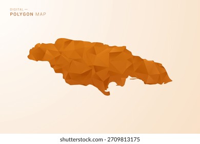 Mapa de Jamaica - Ilustración vectorial de polígono de bajo poliéster en tono naranja, estilo geométrico limpio, aislado sobre fondo blanco.