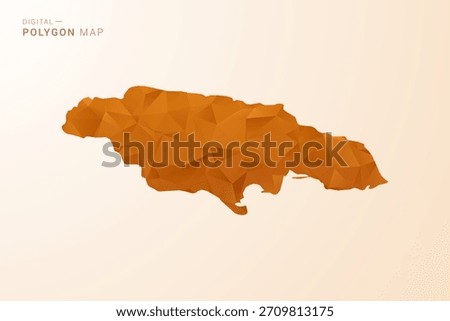 Jamaica Map - Low Poly Polygon Vector Illustration in Orange Hue, Clean Geometric Style, Isolated on White Background.