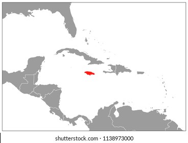 Jamaica map on gray base 