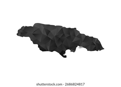 Jamaica Map - Polygon Style Vector Illustration in Black and Gray Gradient, Low Poly Geometric Design, Isolated on White Background for Infographics and Education.