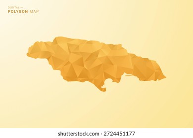 Jamaica Map - Ilustración vectorial de estilo polígono en diseño geométrico de bajo poli amarillo y naranja, silueta minimalista moderna, aislada para infografía.