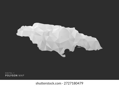 Jamaica Map - Ilustración vectorial de estilo polígono en diseño geométrico de bajo poli negro, gris y blanco, silueta mínima, aislado para infografía.