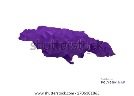 Jamaica Map - Polygon Style Vector Illustration in Deep Purple Gradient, Low Poly Geometric Design, Isolated on White Background for Infographics and Digital Use.
