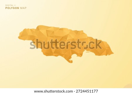 Jamaica Map - Polygon style vector illustration in yellow and orange low poly geometric design, modern minimal silhouette, isolated for infographic.