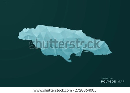 Jamaica Map - Polygon style vector illustration in green and blue low poly geometric design, clean minimal silhouette for infographic.