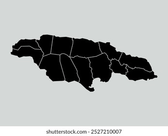 jamaica map with regions isolated on white background. Map of jamaica. Vector illustration North America