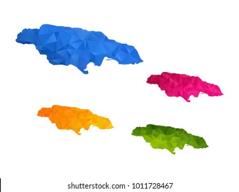 Jamaica map - Set of geometric rumpled triangular low poly style gradient graphic background , polygonal design for your ,Vector eps 10.