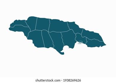 Jamaica map vector. blue color on white background.