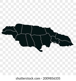 Jamaica map vector. dark color. isolated on transparent background.