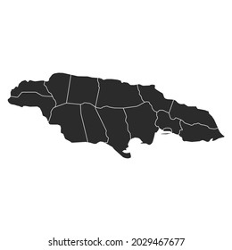 Jamaica map vector, dark color.isolated on transparent background. 