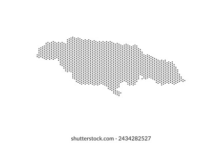 Jamaica Map Vector Illustration: Halftone Dotted Polka Dots Pattern