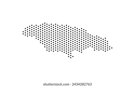 Jamaica Map Vector Illustration: Halftone Dotted Polka Dots Pattern