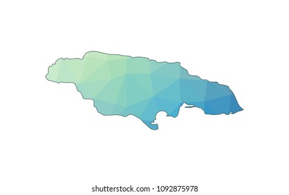 Jamaica map vector illustration in polygonal style,Low poly design on white background