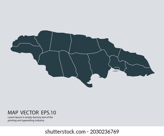 Jamaica map vector, isolated on gray background