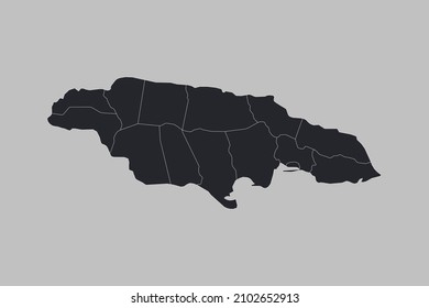Mapa vectorial de Jamaica, aislado en fondo gris
