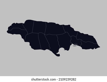 Jamaica map vector, Isolated on gray background