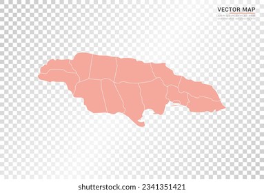 Jamaica map vector orange color on transparent background.