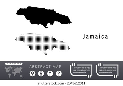 El vector del mapa de Jamaica establece puntos de medio tono negros.