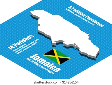 Jamaica Map Vector Three Dimensional Stock Vector Royalty Free   Jamaica Map Vector Three Dimensional 260nw 314236154 