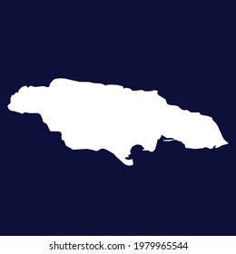 Jamaica map vector. white color on blue background.