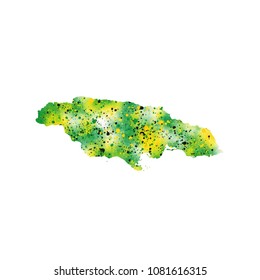 jamaica map map water colors Design of flag colors vector Illustration