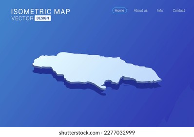 Jamaica map white on blue background with isolated 3D isometric concept vector illustration.