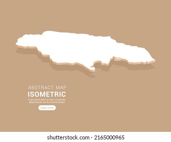 Jamaica map white on brown background with isometric vector.