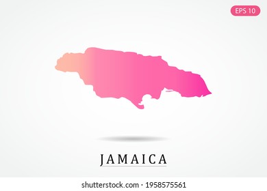 Jamaica Map - World Map International vector template with Pink gradient color isolated on white background - Vector illustration eps 10