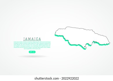 Mapa de Jamaica - Mapa Mundial Plantilla vectorial internacional con estilo de esbozo gráfico verde y contorno aislado en fondo blanco - Ilustraciones vectoriales 10